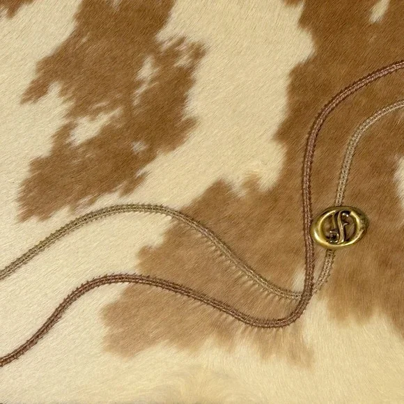 Carlo Fiori of Italy Vintage Cowhide Leather Clutch Bag Tan Cream - Picture 2 of 8